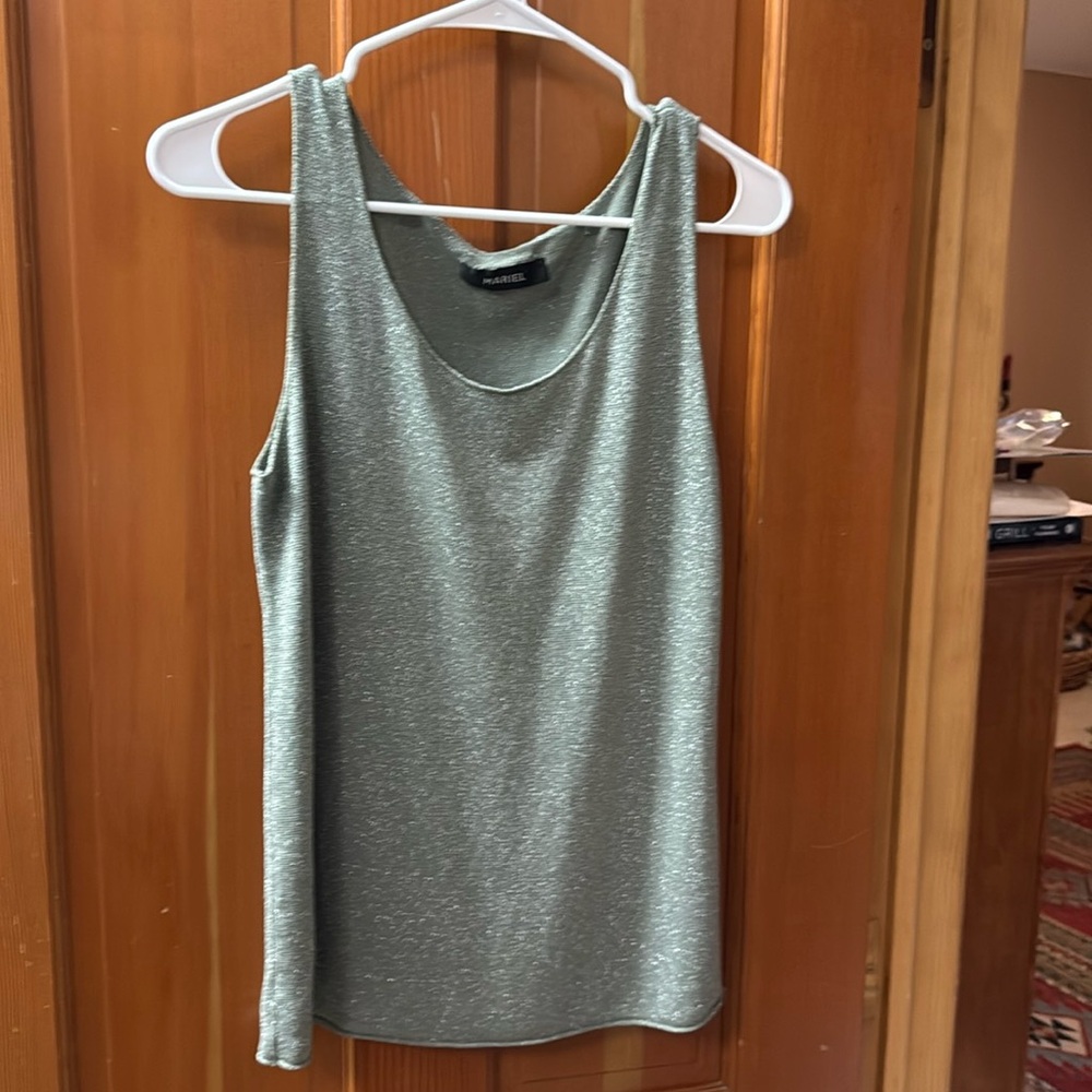 Shimmering Italian Made Sage Green Tank Top | Size M